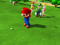 Mario makes his shot.