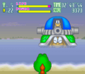Yoshi and Mario battling Mecha Nokonoko
